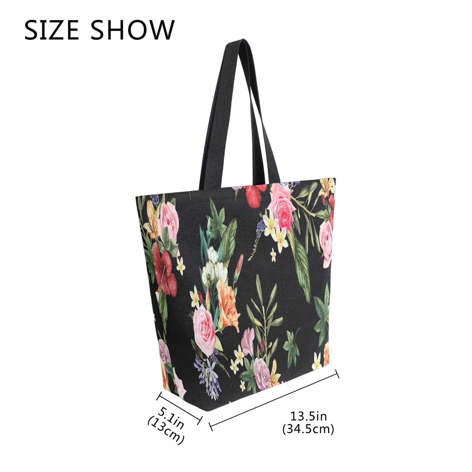 Sac Fourre-tout En Toile À Motif Floral À La Mode Et Pratique, Idéal