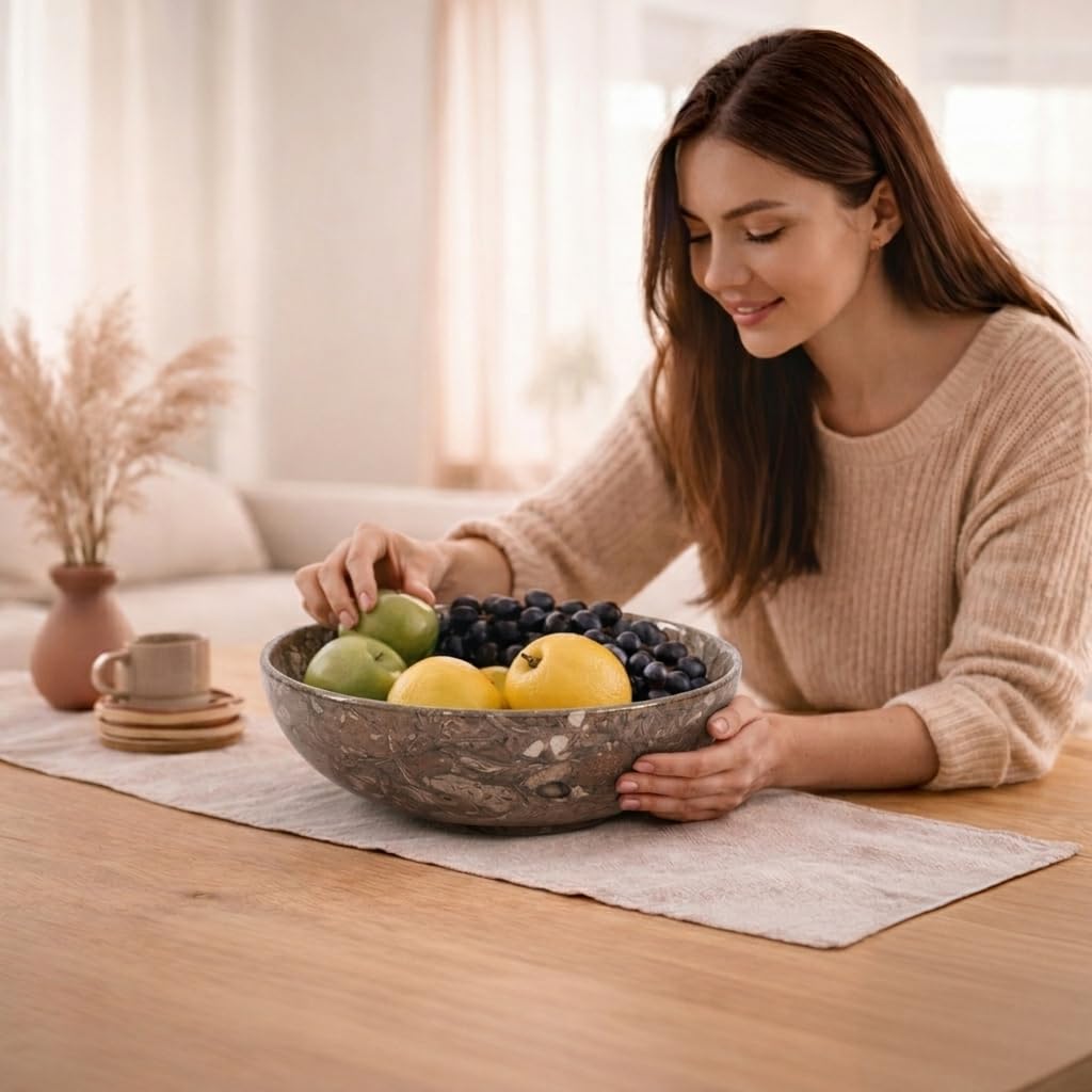 Radicaln Radikal Marmor-Obstschale, 25,4 cm,ozeanische,handgefertigt, dekorative Schüssel für Küchentheke, Couchtisch, Tafelaufsatz, Bananenhalter, Heimdekor-Akzent