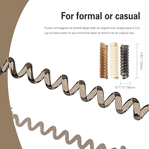 Miniatura 8 de Banda de pelo en espiral trenzada, elegante cable de teléfono, bobinas para el cabello, sin arrugas, soportes para cola de caballo para mujeres y
