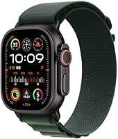 Apple Watch Ultra 2 GPS + Cellular • Caixa preta de titânio – 49 mm • Pulseira loop Alpina verde-escura – M