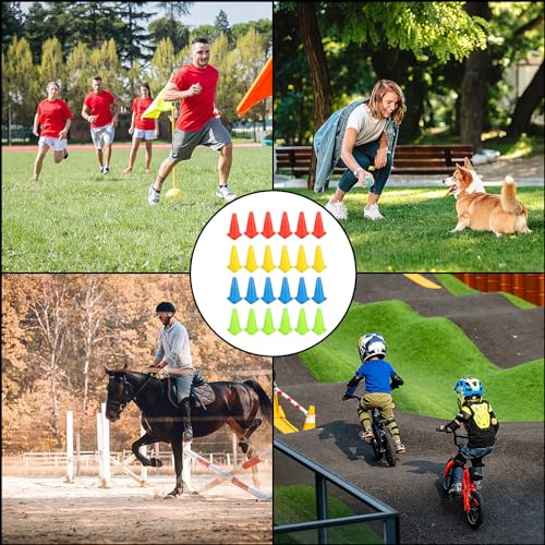 CYEER 24 Conos Entrenamiento Futbol, 23 x 13,5 cm, Coloridos pilones para niños al Aire Libre con Bolsa de Transporte, Conos de Entrenamiento para fútbol, Deportes, Juegos Activos - imagen 8