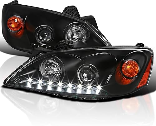 SPEC-D TUNING Faros delanteros con proyector negro con LED compatible con Pontiac G6 L+R 2005-2010 par de lámparas de cabeza