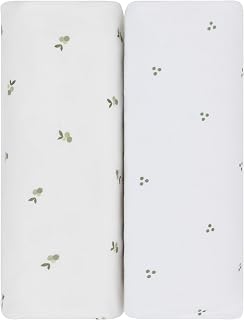 Ely's & Co. Patent Pending Waterproof Changing Pad Cover | Cradle Sheet Set - 2 Pack Berry and Cluster Dot (Sage)