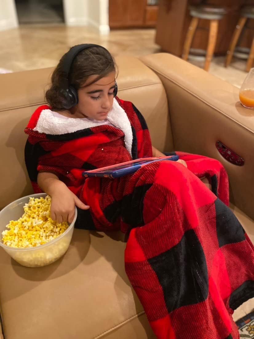 Simple Pull-Over Hands-Free Throw That's Not a Wearable Blanket. Perfect for Reading, Snacking, Watching Tv, Zoom Calls, WFH (Cheetah)