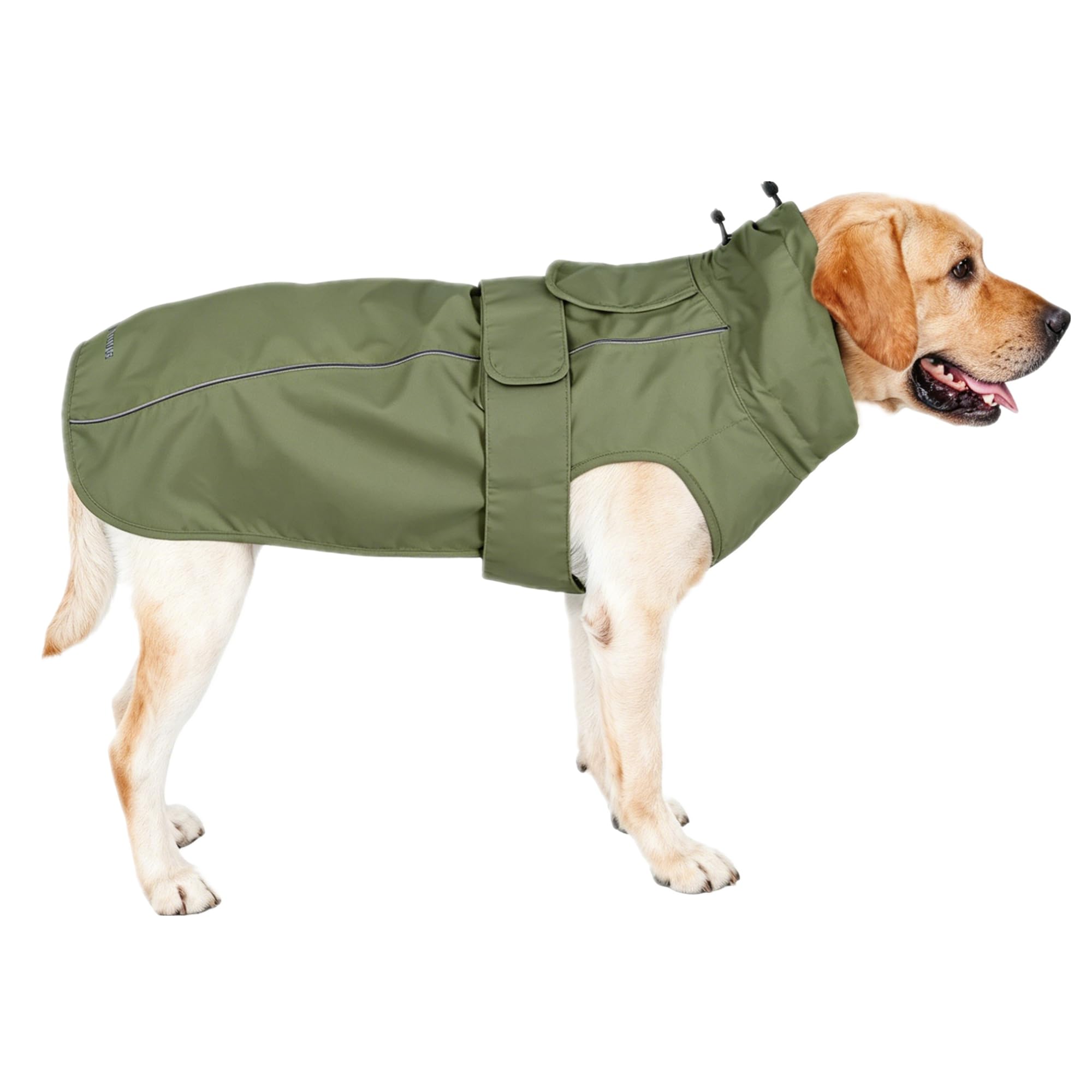 MAMORE Dog Raincoat for Dogs, Waterproof Rain Jacket Reflective Adjustable Breathable Rain Coat with Harness Hole for Small Medium Large Dogs (Army Green, XXXL(35-43kg)) โ image 1
