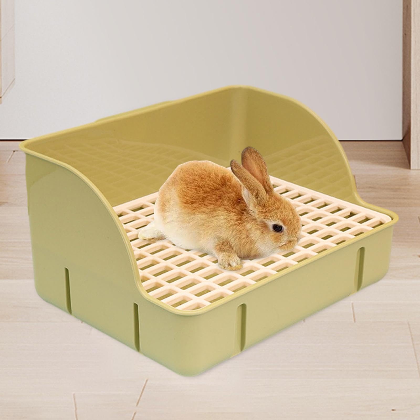 Kaninchentoilette Kleintierkäfig Ecktoilette Streubox Trainingsbox Aus Langlebigem PP mit Abnehmbarem Einsatz für Kaninchen Meerschweinchen Hamster Ch, grünes PP-Netz