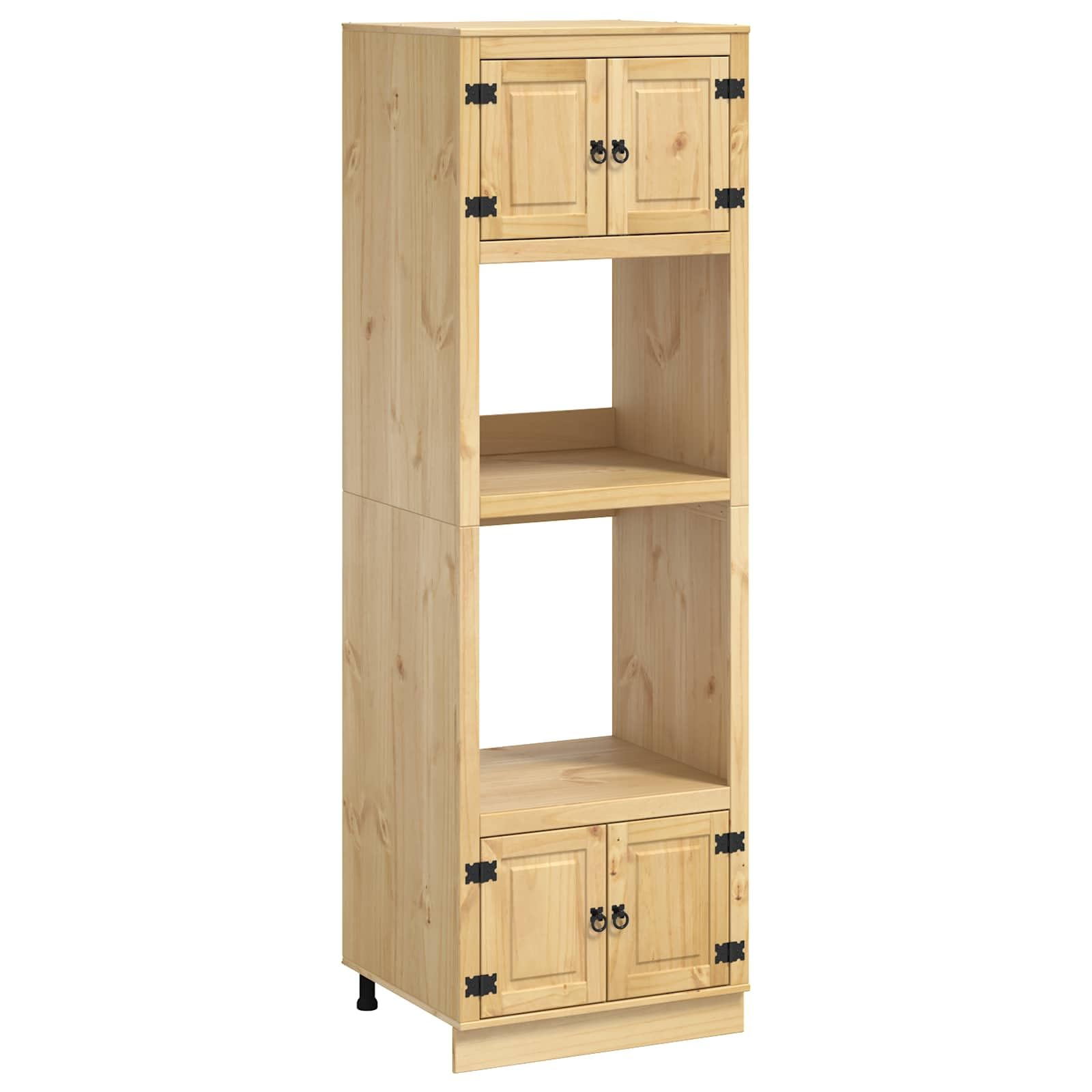 Armario de madera maciza de pino marrón miel 66 x 58 x 207 cm | Forma rectangular, diseño moderno, mucho espacio de almacenamiento, para sala de estar