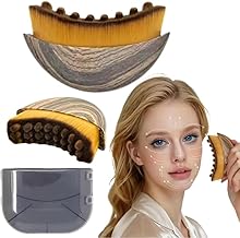 Lymphatic Contour Face Brush for Sculpting & Drainage, Facial Massager for Jawline, Chin & Neck, Reduces Puffiness, Promotes Detox & Lift, Soft Bristles, Boosts Skin Glow, Travel Case (Brown)