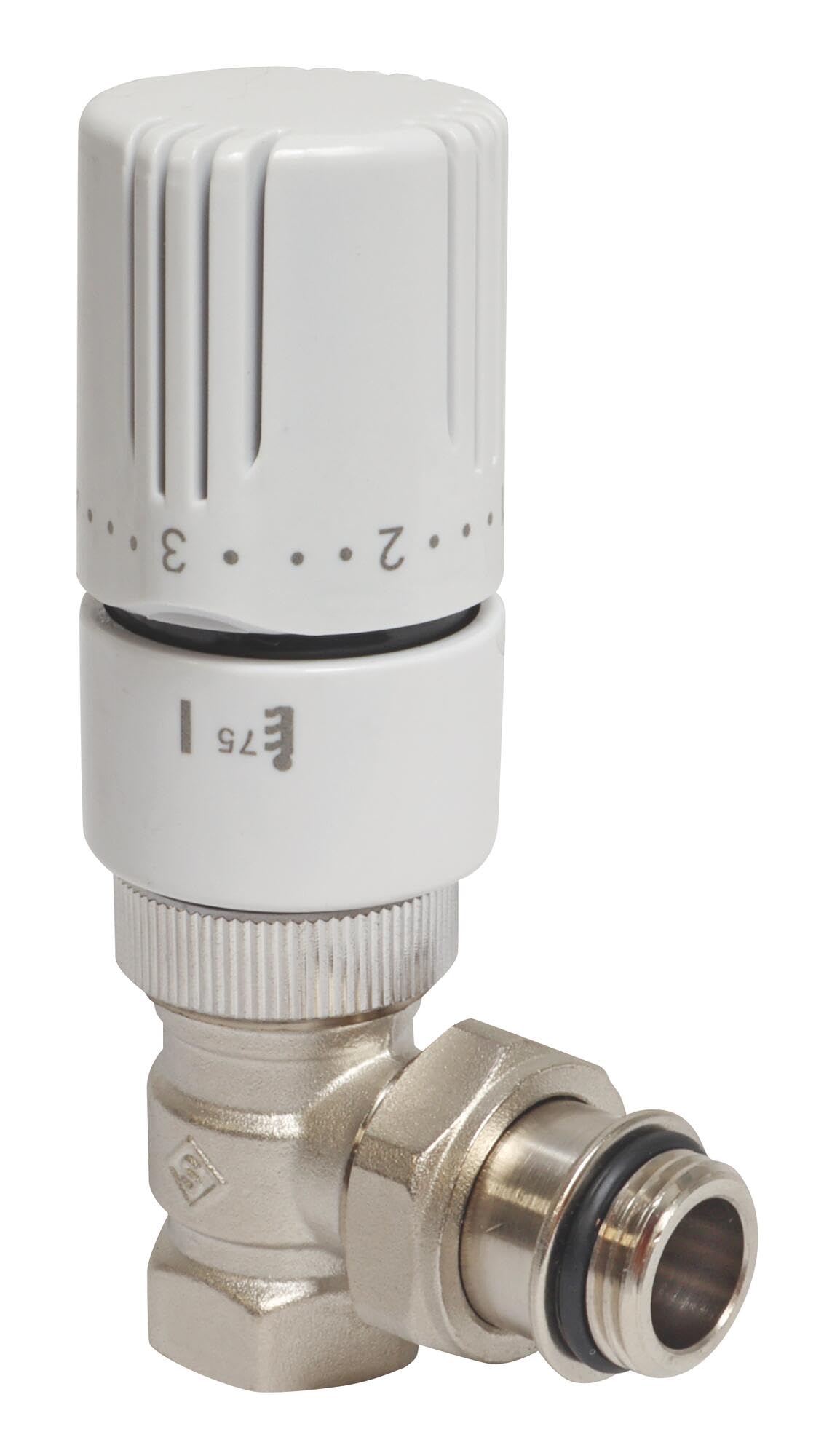 SOMATHERM FOR YOU, Robinet thermostatique équerre 12/​17, M30x15, réglable 5-​29°C, raccord M 3/​8", joint torique intégré, compatible avec radiateurs 12/​17, installation murale ou au sol