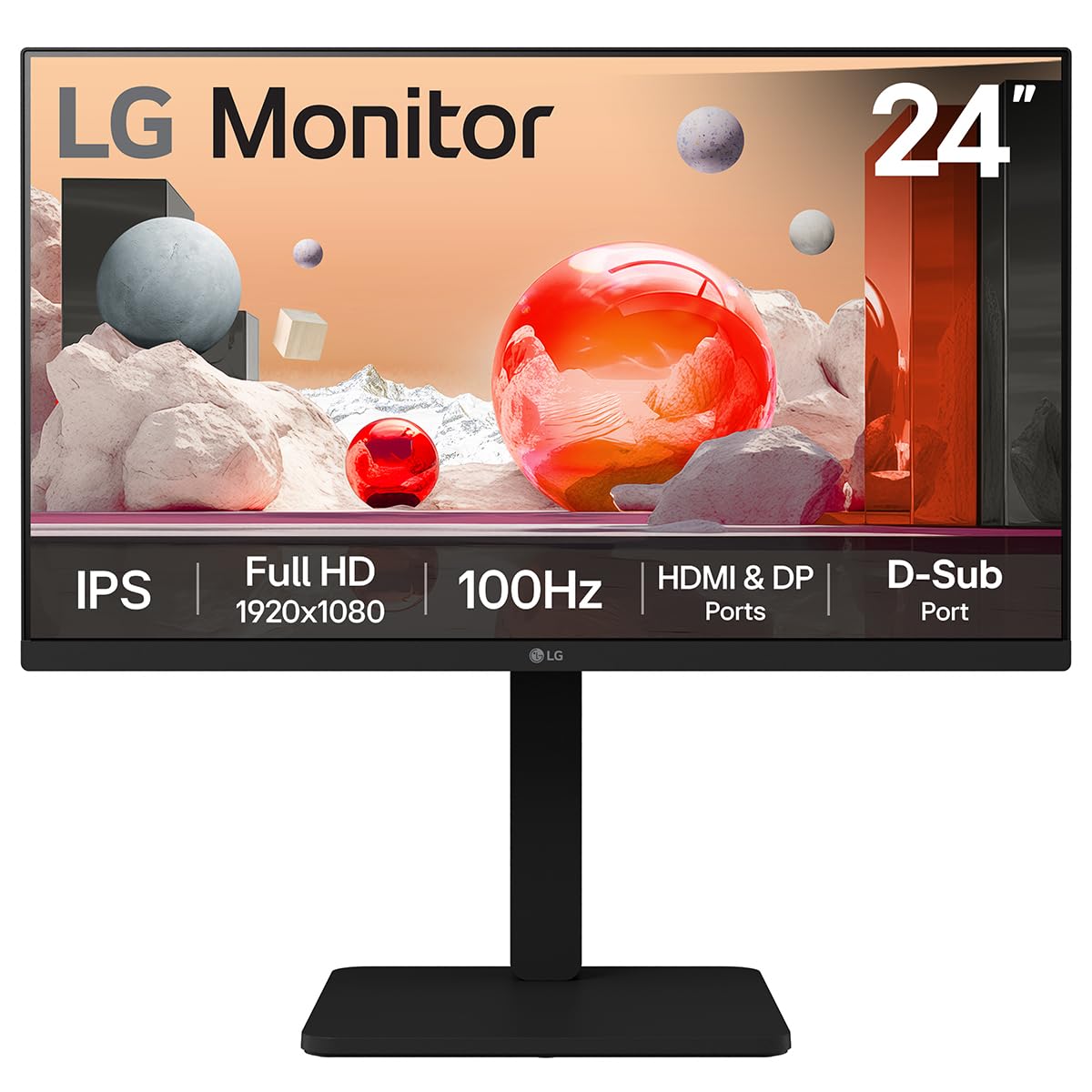 Electronics Monitor 24BA450, 24 Inch, FHD 1080p, 100Hz, 5ms Response Time, IPS Panel, HDMI, DisplayPort (Matt Black)