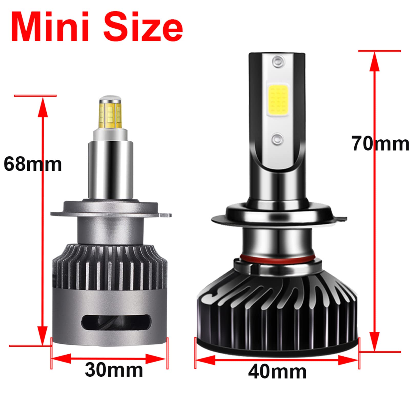 Kit De Conversión De Bombilla De Faro LED De 360 ° De 6 Lados 56W Par De 20000LM, 6000K Bombilla De Luz De Repuesto De Haz Bajo De Haz Blanco,H1