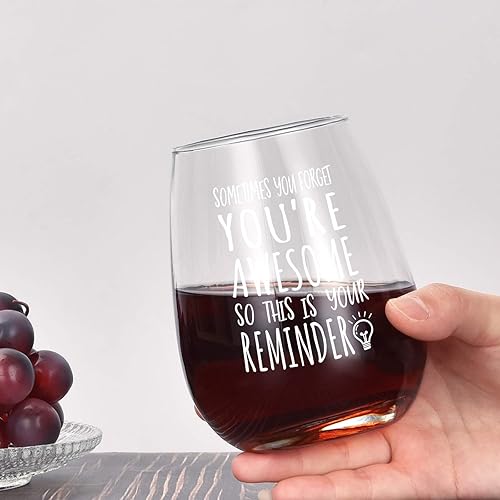 Miniatura 2 de Sometimes You Forget That You are Awesome - Copa de vino sin tallo, regalos para mujeres, hombres, maestros, agradecimiento, amigos, compañeros de