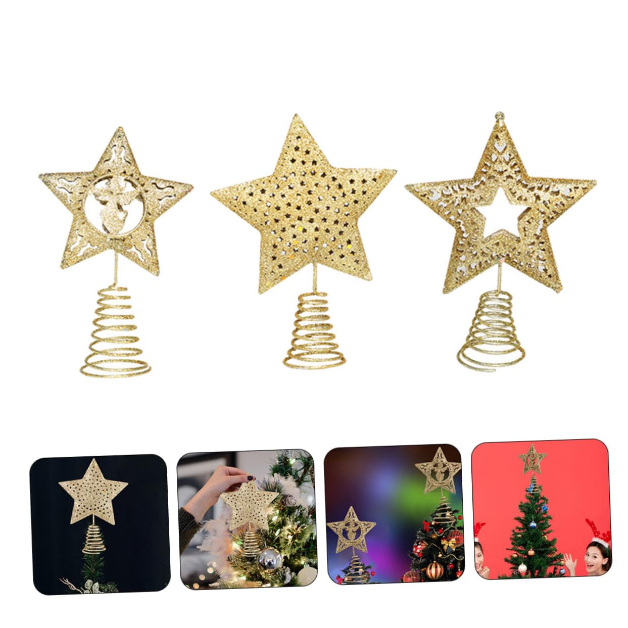 IMIKEYA 12stücke Teiliges Weihnachtsbaumspitze Goldene Fünfzackige Sterne Für Festliche Baumdekoration Christbaumspitzen Für Drinnen Und Draußen Für Weihnachtsfeiern