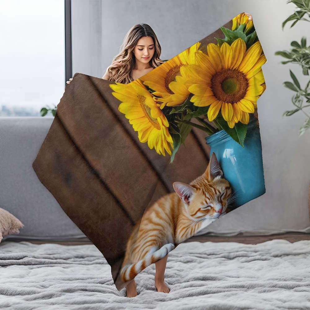 Couverture en flanelle chat orange pour calmer les frissons d'hiver
