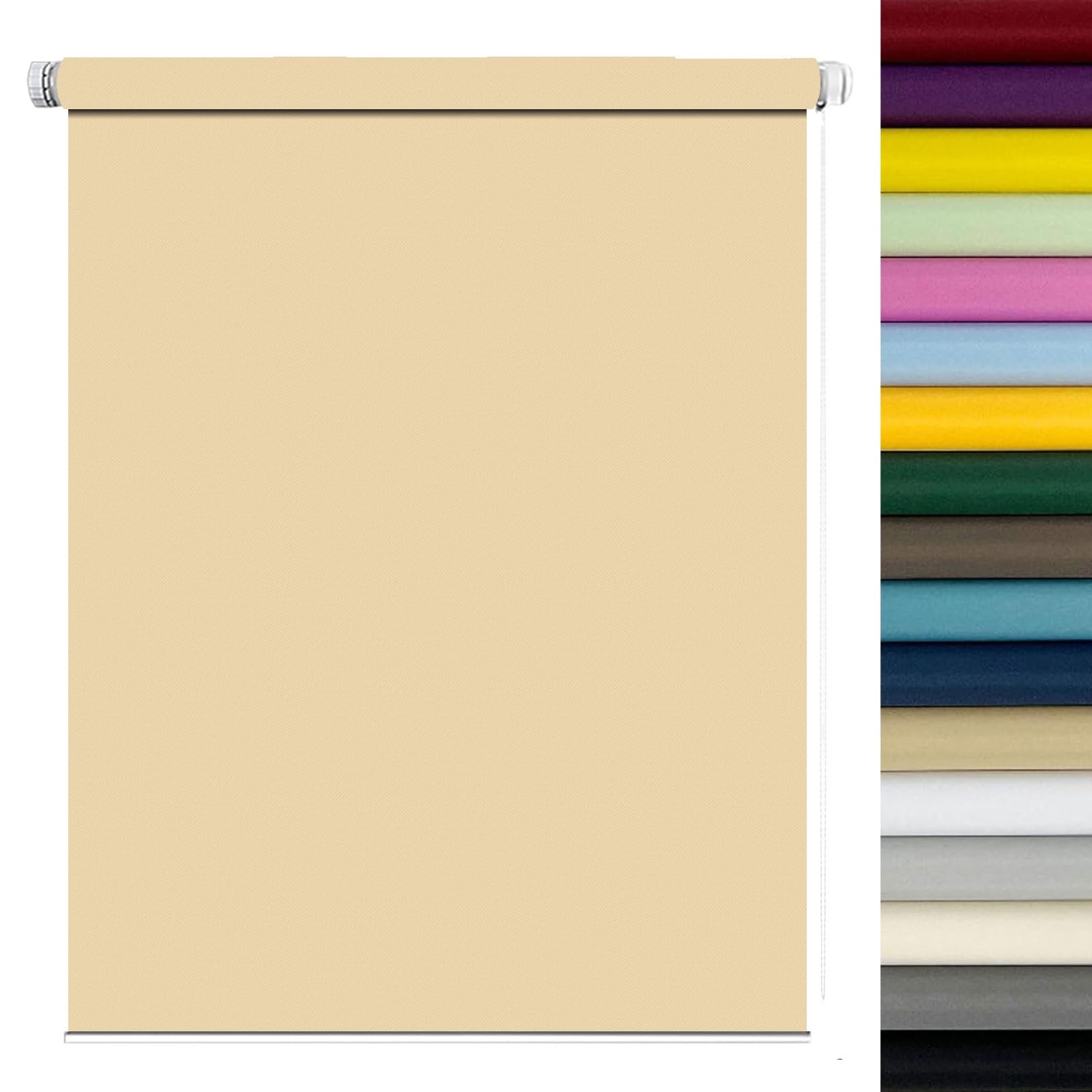 Przenośna podróżna roleta zaciemniająca 40 x 240 cm, izolowana ochrona przed promieniowaniem UV, bezpieczna dla dzieci, łatwe dopasowanie do sypialni, okna i drzwi, kolor kremowy.
