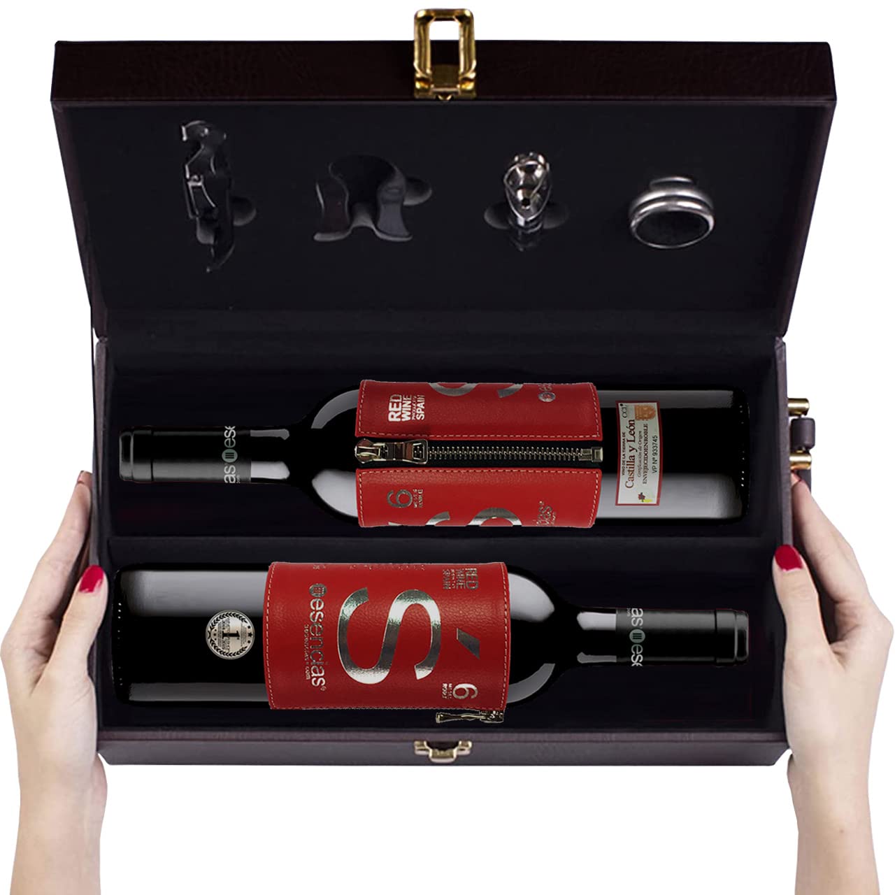 Estuche Maletín de Vino Tinto Premium Edición Limitada con 4 Accesorios