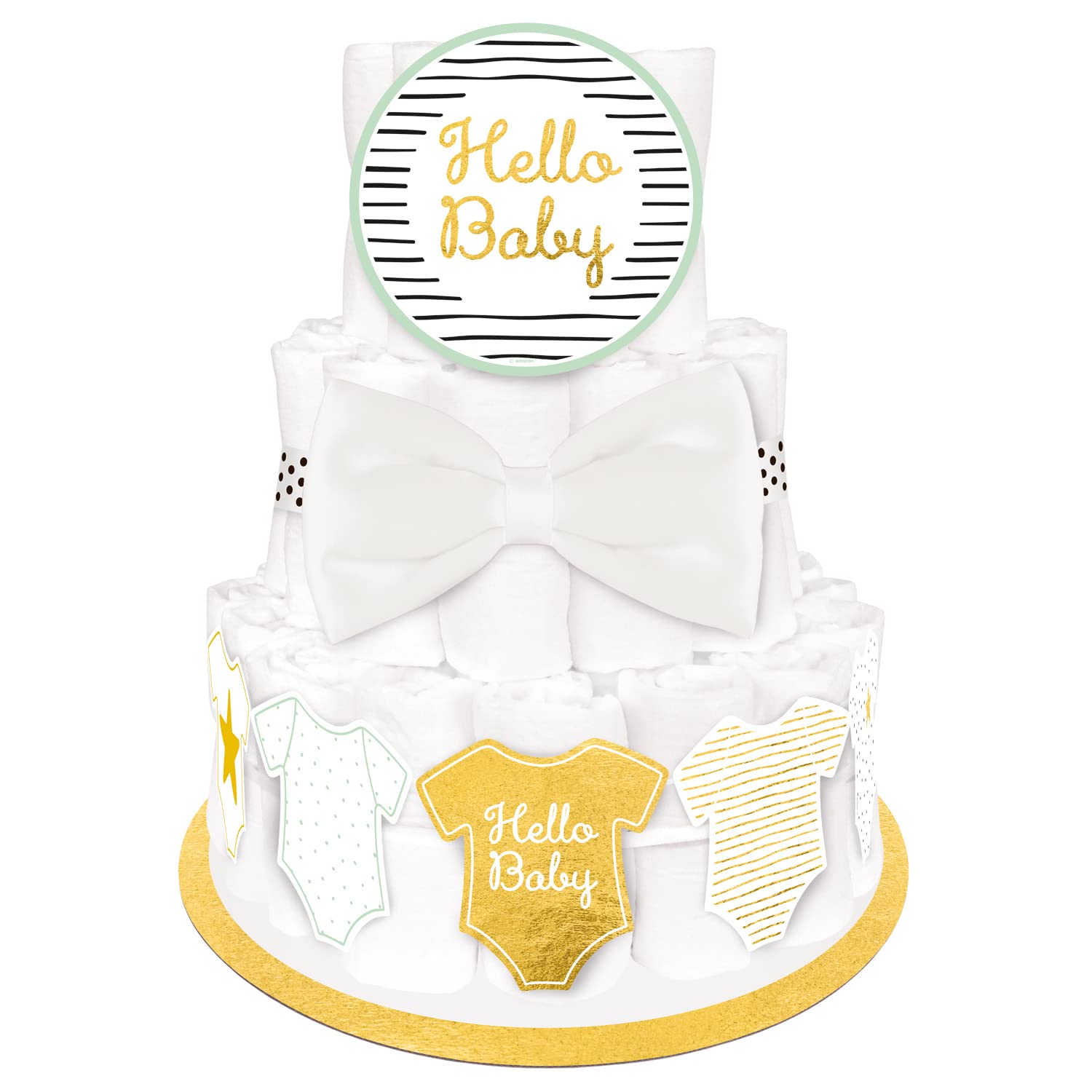 amscan Diaper Cake Decoration Set Hello Baby 4 Pieces