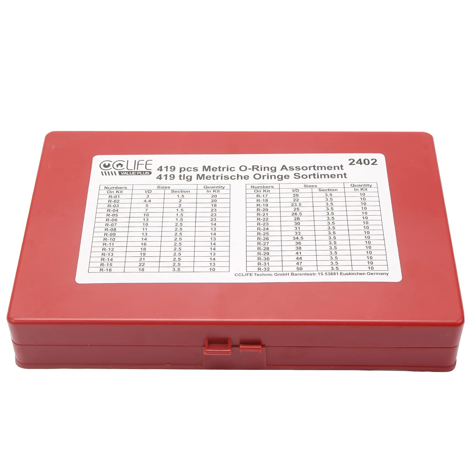 CCLIFE 419 Joints Toriques NBR Ø 3-50 mm, 32 Tailles Kit d'Étanchéité Caoutchouc