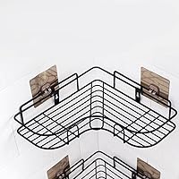 Vista 8 de Cabilock Estante organizador de acero para baño, cesta sin perforaciones, para cocina, montaje en pared, triángulo, inodoro, para esquina de ducha