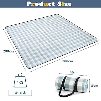 Amazon | レジャーシート 厚手 ピクニックマット 大判 200x200cm