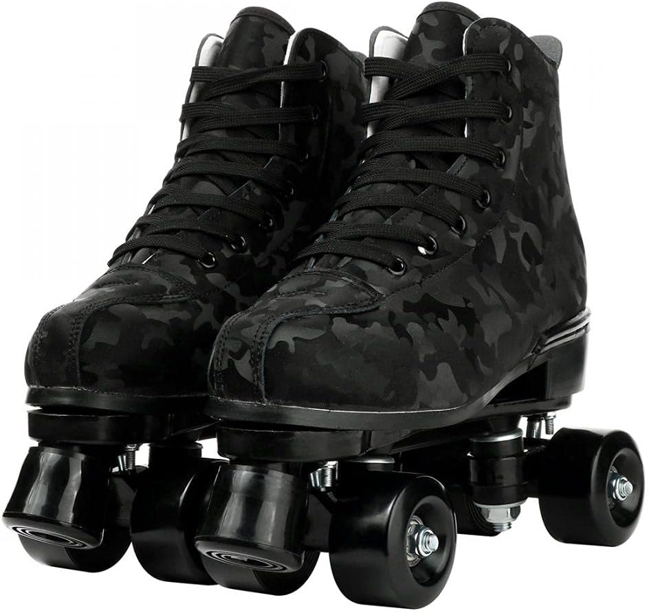 jessie Outdoor Roller Skates Women Adult with Light Up Wheels Black Quad Skating for Men Youth Boys Girls