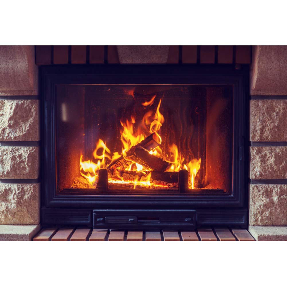 Leowefowa Buring Firewoods Backdrop 5x3ft Vinyl Christmas Fireplace Flaming Firewoods Background for Photography Christmas New Year Party Decor Winter