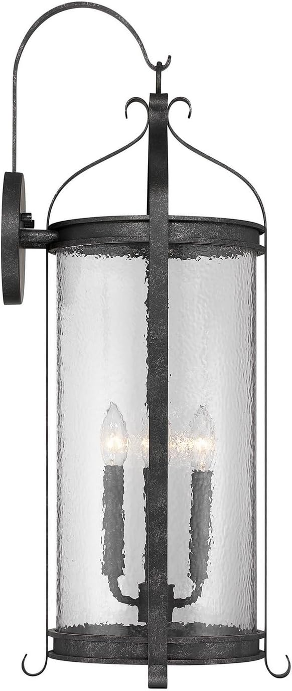 Savoy House 5-111-337 Preston Traditional Clear Pebbled Glass Outdoor Wall Lantern, 4-Light 240 Total Watts, 30" H x 12" W, Iron Oxide
