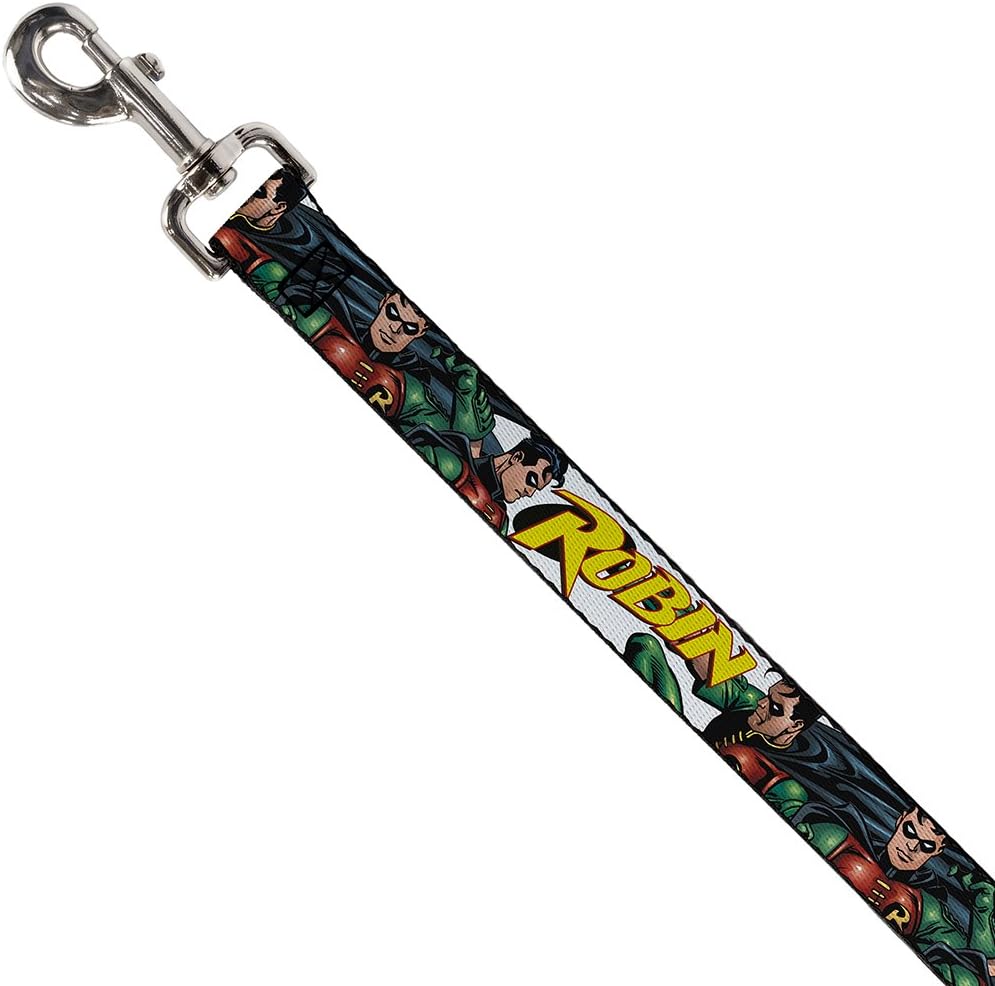 Buckle-Down "Robin Red/Green Poses White Dog Leash, 6'