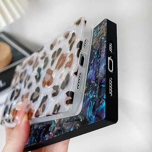 Miniatura 3 de KERZZIL Linda carcasa madre perla compatible con iPhone 13 Pro Max rectángulo borde, elegante funda protectora de poliuretano termoplástico suave