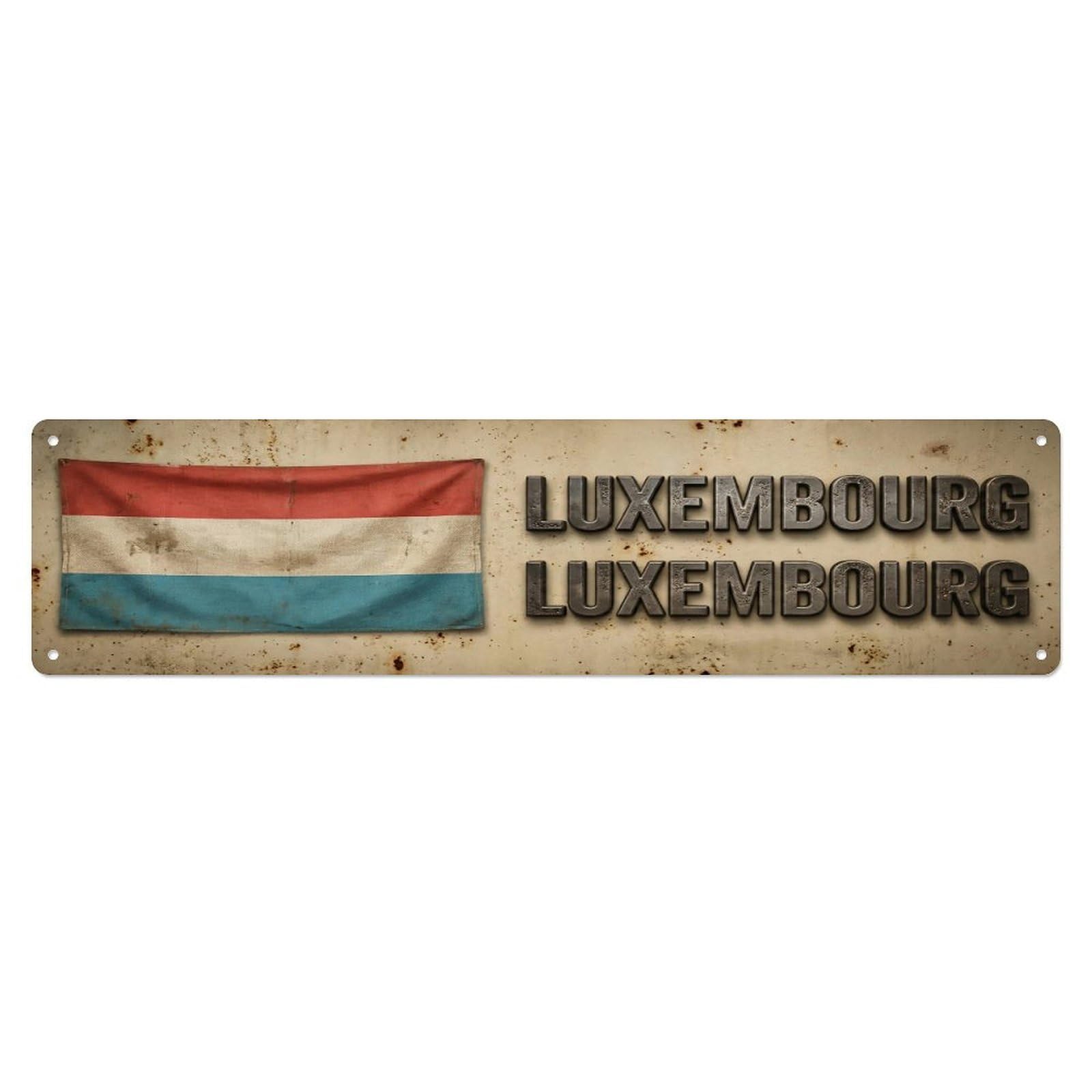 Vintage Luxembourg Luxembourg Flag Decor Rustic Travel Metal Tin Sign