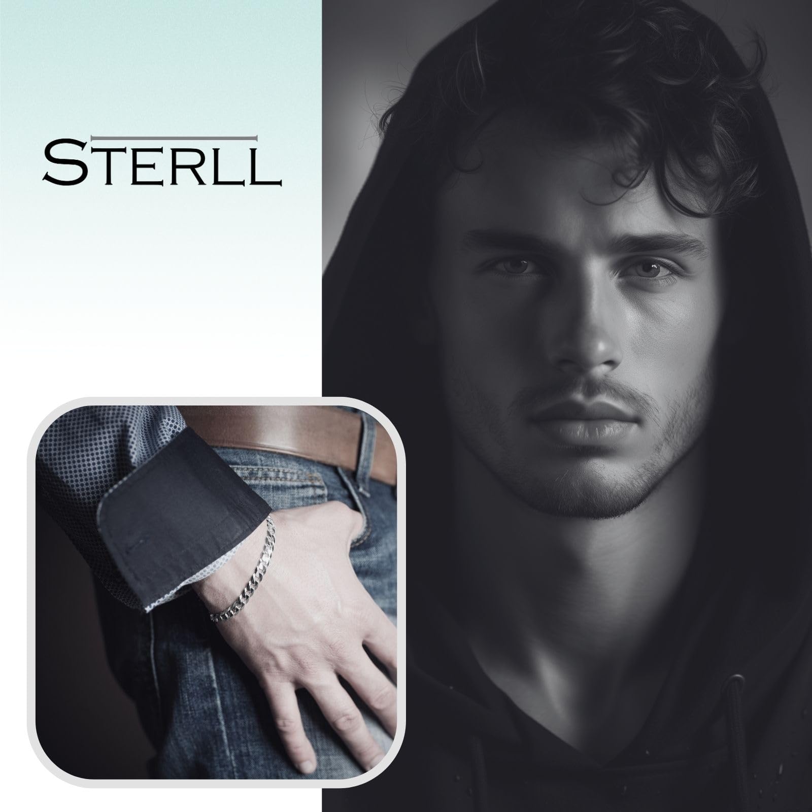 Herren-Armband aus massivem 925 Silber, ideal als Geschenk für Mann oder Freund, mit Schmuckbox