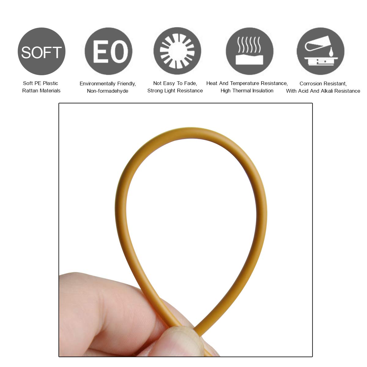YebiO 500G (70M) Gradientowe Płaskie Tkanie Rattanu, Szerokość 8Mm Syntetyczny Rattan Naprawa Dzianina Materiał Plastikowy Rattan Dla Majsterkowiczów Handmadeniture Krzesło Kosz Stołowy/K Yellow/3Mm *