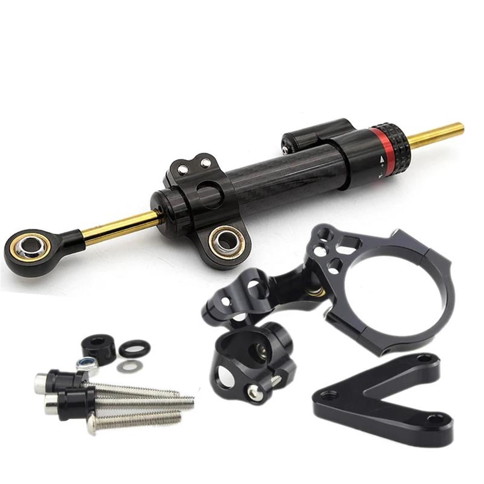 Ammortizzatore di Sterzo Stabilizzatore per Moto in Fibra di Carbonio con Kit Staffa di Montaggio per Ducati Superbike 848 1098 1198 S/R/SP/Evo Sterzo Supporto Kit(Colore2)