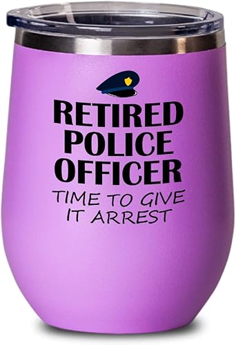 Miniatura 3 de Retired Police Officer Gift - Retired Cop Wine Tumbler - Retirement Present For Police Officer - Time To Give It Arrest