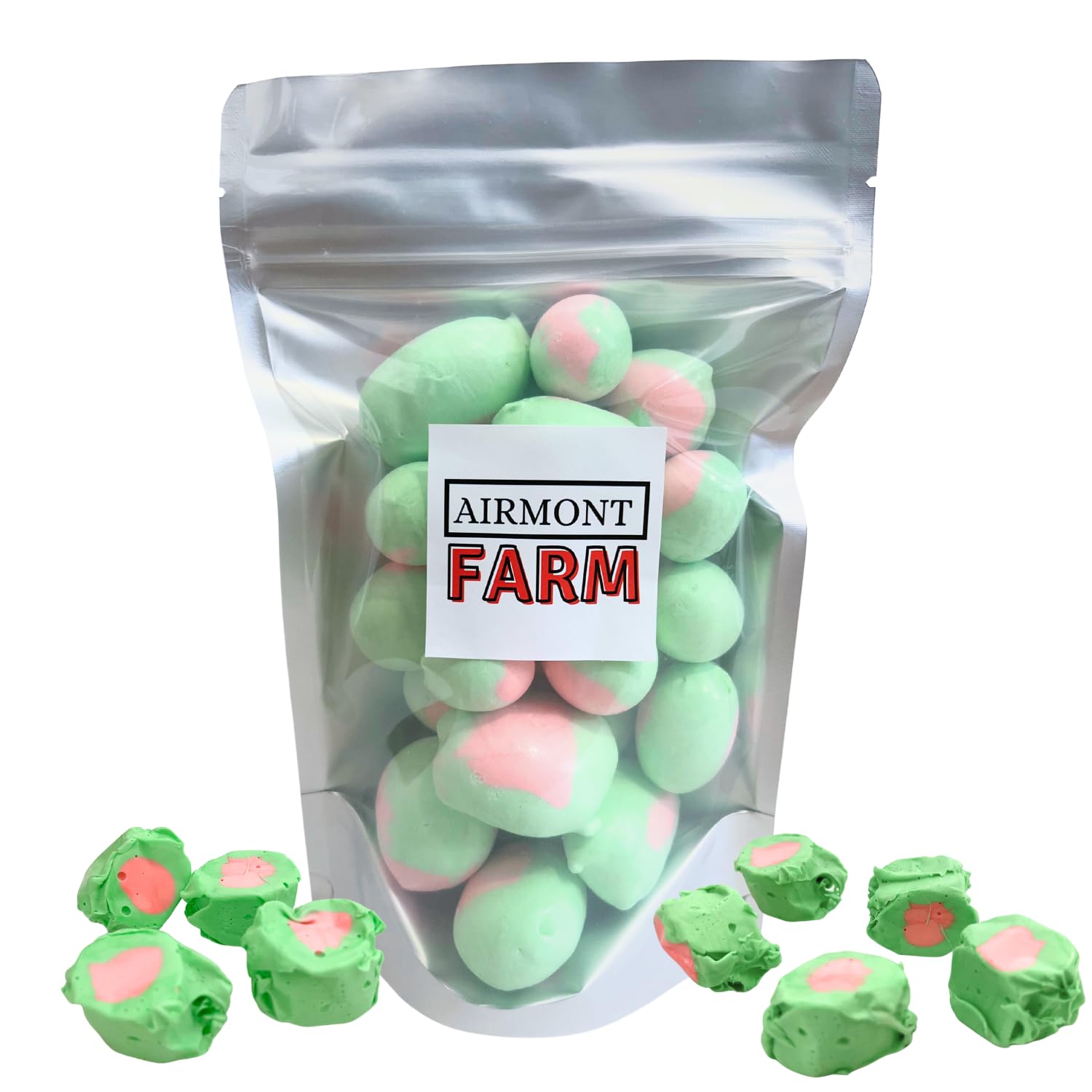 Freeze-Dried Candy Watermelon Salt Water Taffy 2 oz - Cut To Bite Sized Pieces - Ships In Box - Deliciously Crunchy, Intense Flavor, Lightweight Snack (Watermelon)