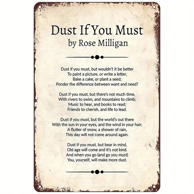 Dust If You Must Retro Metal Tin Sign, Funny Wall Art Retro Tin SignMetal Poster For Home Wall Decor Suitable For Family Hotel Cafe Bar Decor Metal Tin Sign 6x8 Inch
