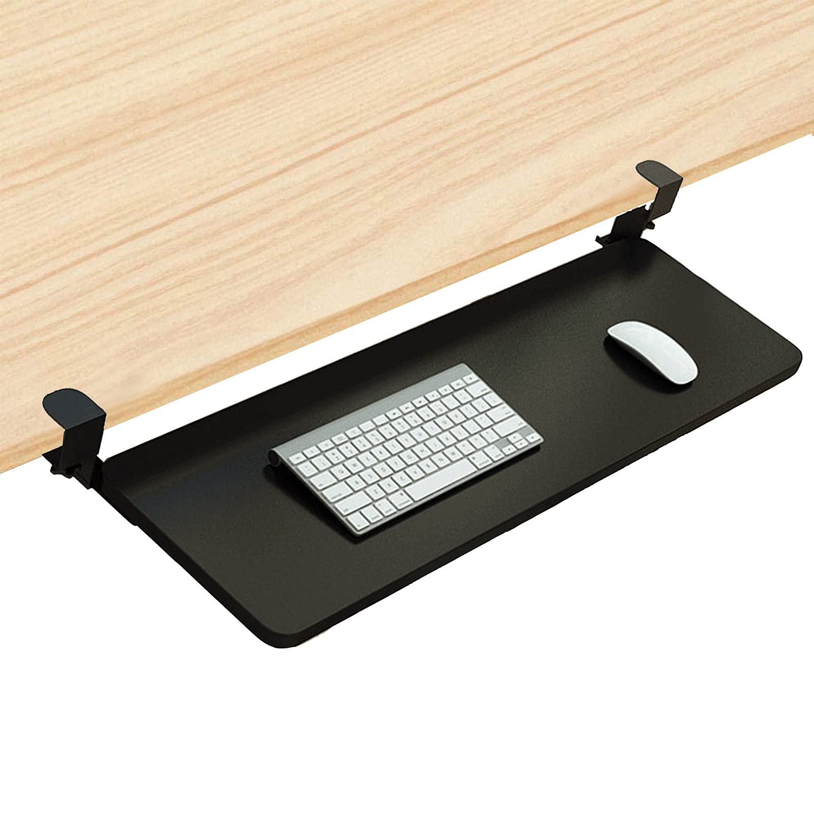 CVJdfhRE desk extender， For Home Office Computer Desk Extender, Under Sliding Keyboard Drawer Platforms, with Clamp, Easy Install, Ergonomic(Black,75X25cm/29.5X10inch)