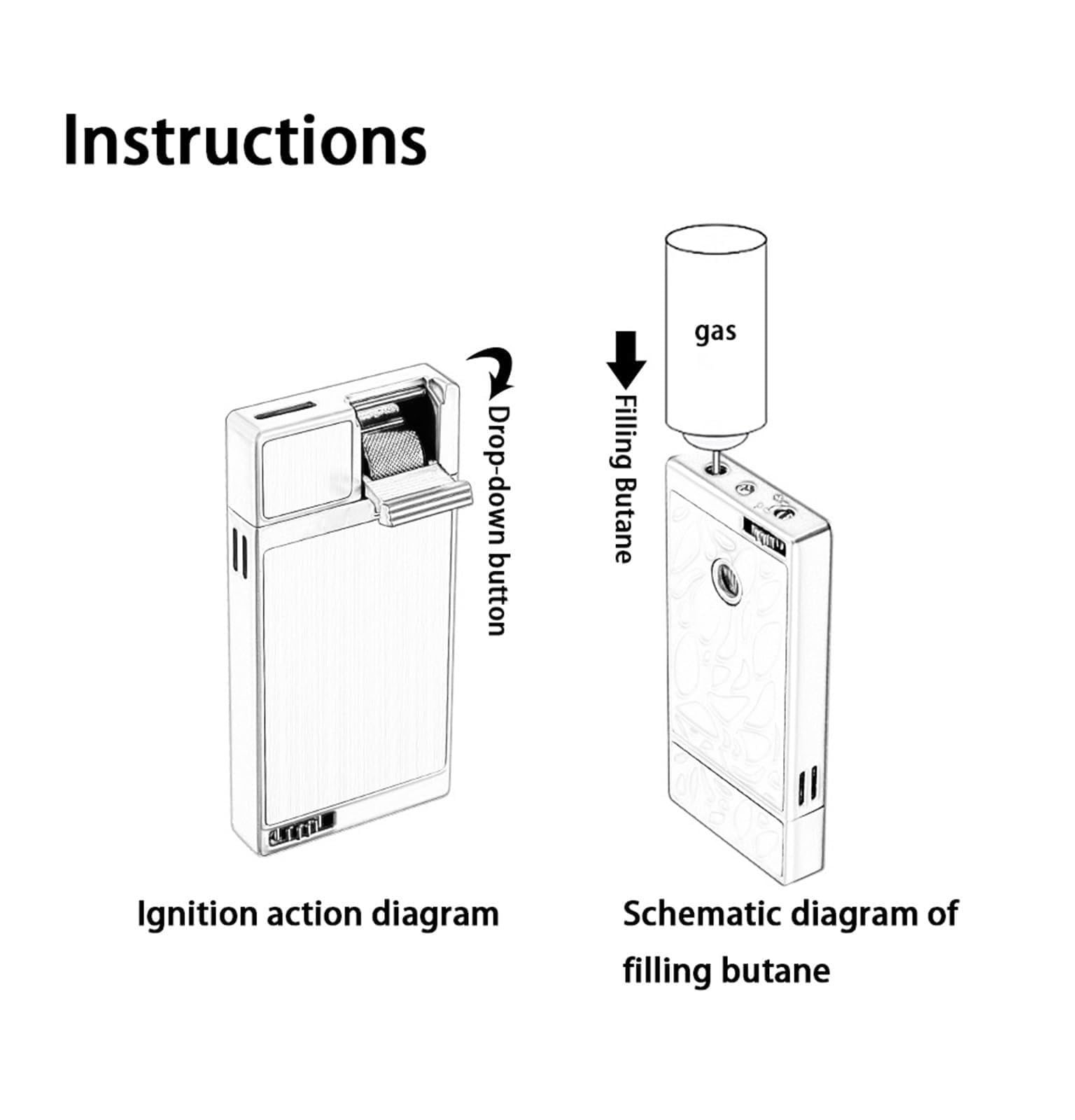 Briquet coupe-vent au butane double face, allumage à bascule, réservoir de gaz transparent, idéal pour le camping et l'extérieur, carburant non inclus