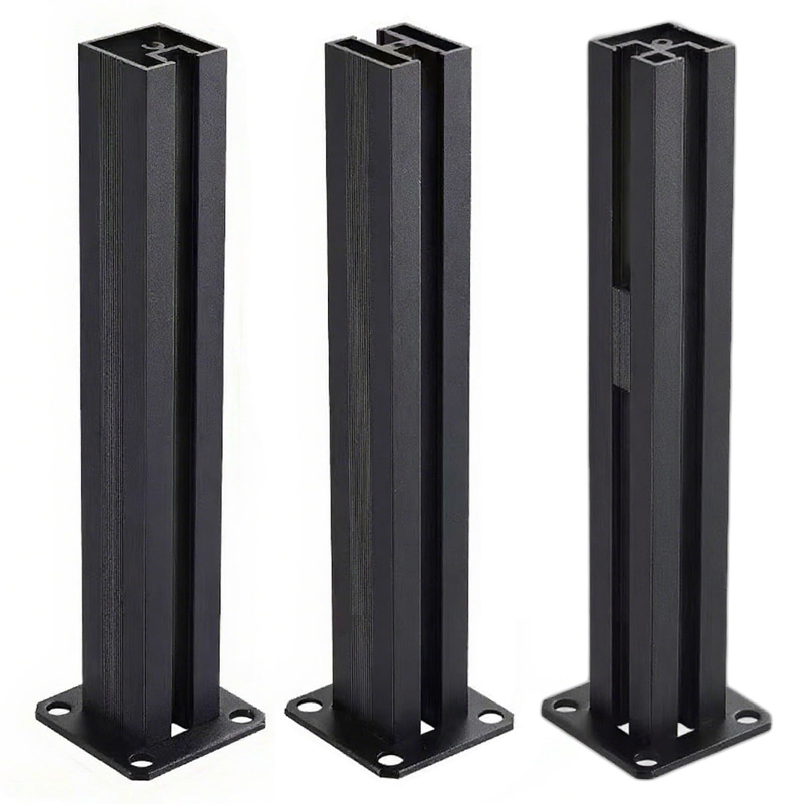 Garde-corps en verre sécurisé sans perçage, poteau acier noir 100cm escalier