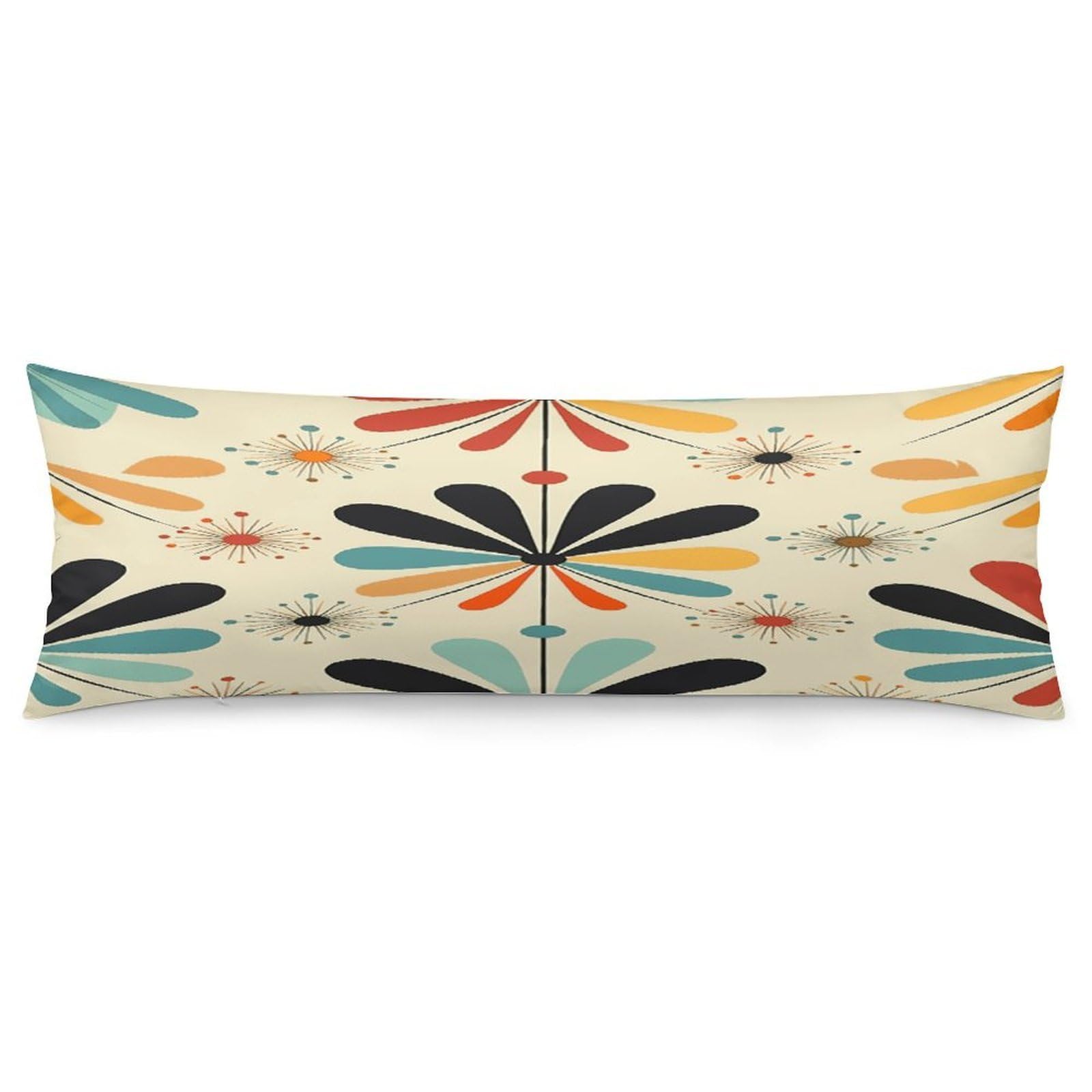 Retro Modern Pillowcase Basics Body Pillow Pillowcase with Zipper Retro Pillows Protector Long Pillow Case Cover for Hot Sleepers and Night Sweats