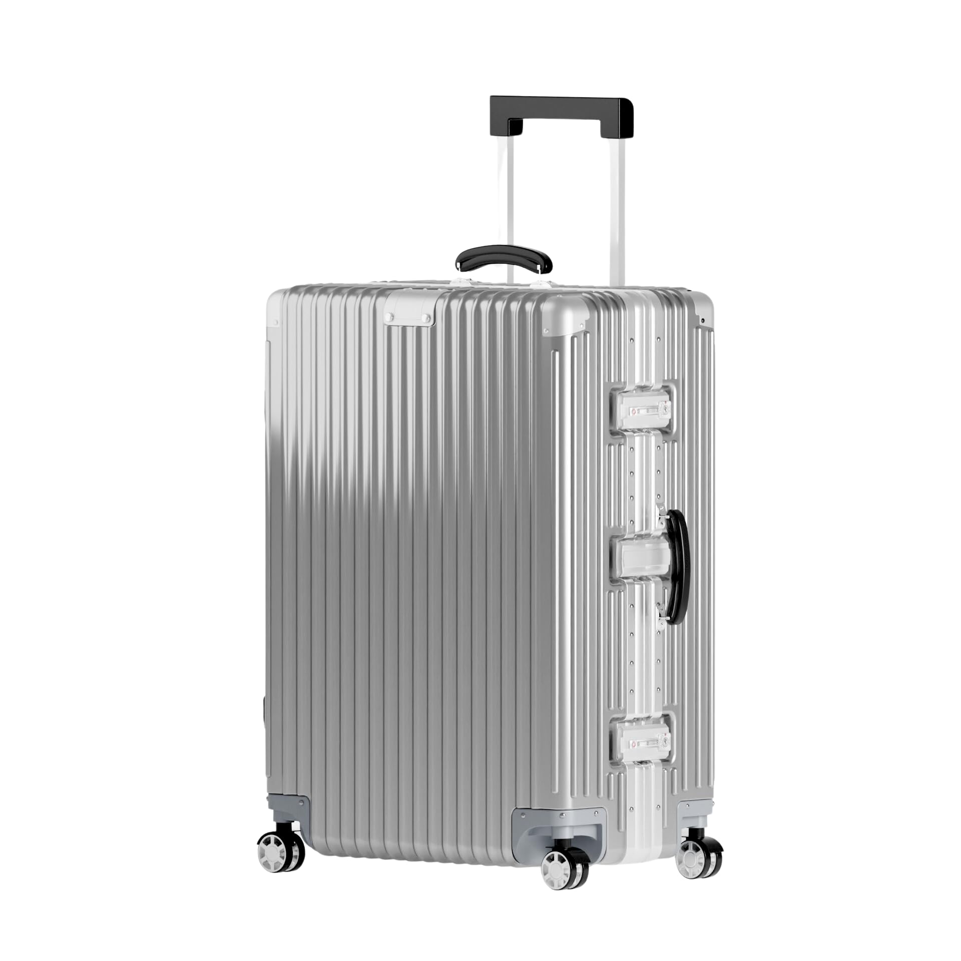 29 Inch Check-In Luggage - Polycarbonate Hard Shell Suitcase with Aluminum Corners, Smooth-Rolling Wheels, Leather Handle, Aluminum Frame Luggage, Zipperless TSA Lock (Silver, 29 Inch Check-In)