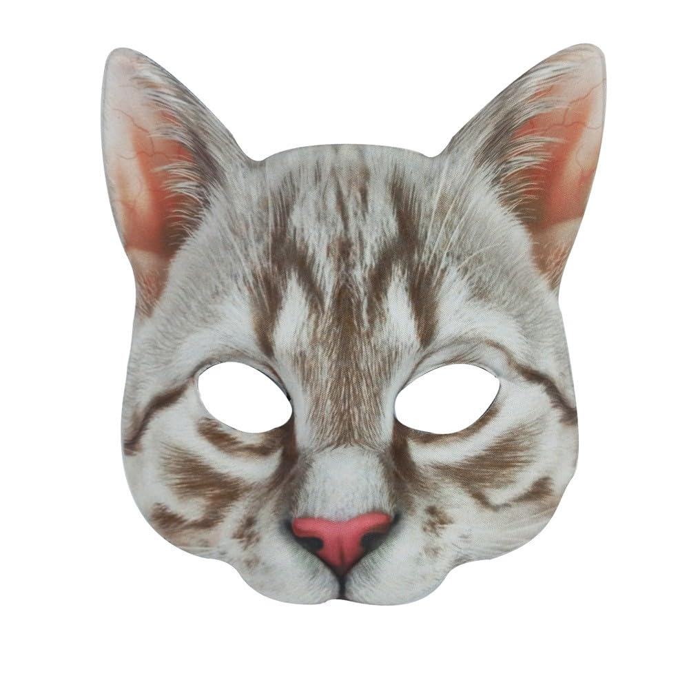 Vocoliday 1Pcs Half Face Cat Mask Halloween Cat Mask for Halloween Christmas Easter Masquerade Cosplay Party Accessory