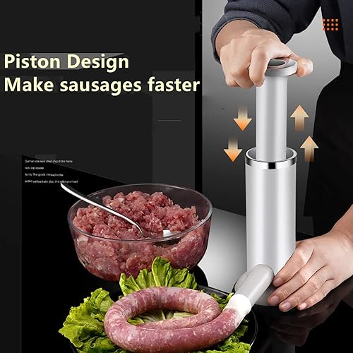 Miniatura 4 de Máquina de llenado manual de salchichas de acero inoxidable de doble uso casero embutidor de salchichas Fabricante de albóndigas Herramientas