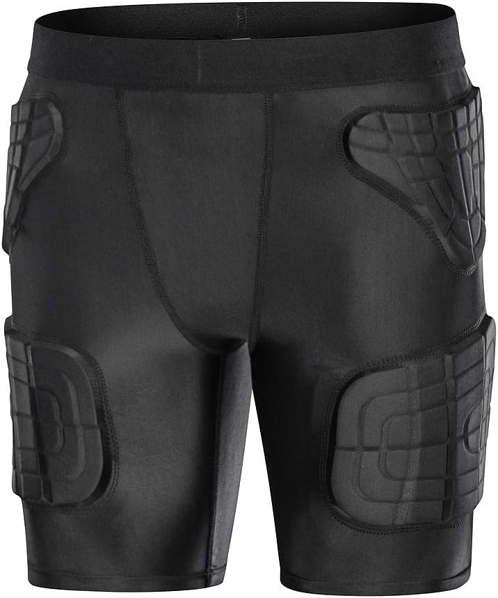DGXINJUN Youth Kids Padded Compression Short Hip Portector 5 Pad Football Girdle
