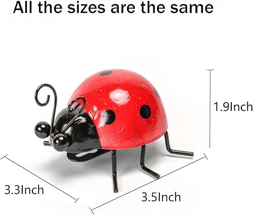 Miniatura 2 de Cruis Cuka Decoración de jardín de metal para exteriores, lindas mariquitas, adornos de césped, esculturas de pared y estatuas, decoración de valla