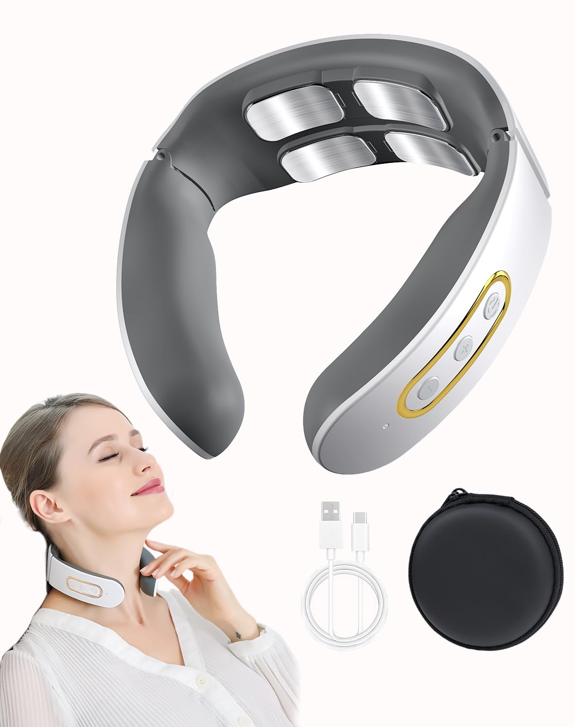 NeuroNeck Pro, Neuroneck Pro Solución 11 En 1 Para Las, Masajeador Eléctrico para Cuello, Recargable, ABS, Silencioso, Alivio de Tensión