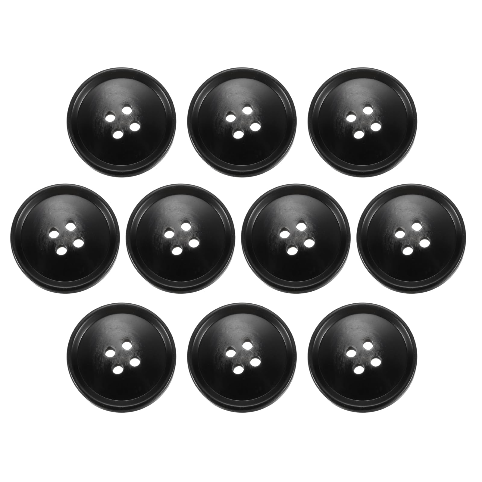 sourcing map 10pcs Resin Sewing Button, 30mm 1 3/16-Inch 4 Holes Round Pattern Flatback Buttons for Coat, Suits, Clothes Garment & DIY Crafts, 7#Black