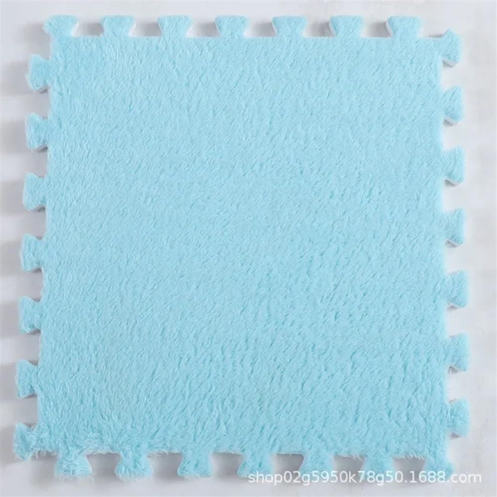 Schaumstoff-Spielmatte, Packung mit 12 Eva-Schaumstoff-Puzzle-Teppichfliesen, weiß und blau(Blue)