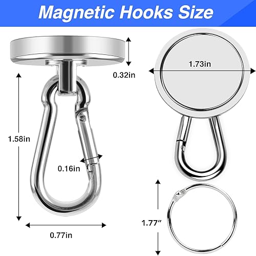 Miniatura 2 de LOVIMAG Ganchos magnéticos resistentes, 200 libras + ganchos magnéticos súper fuertes crucero, potentes imanes de neodimio con ganchos giratorios