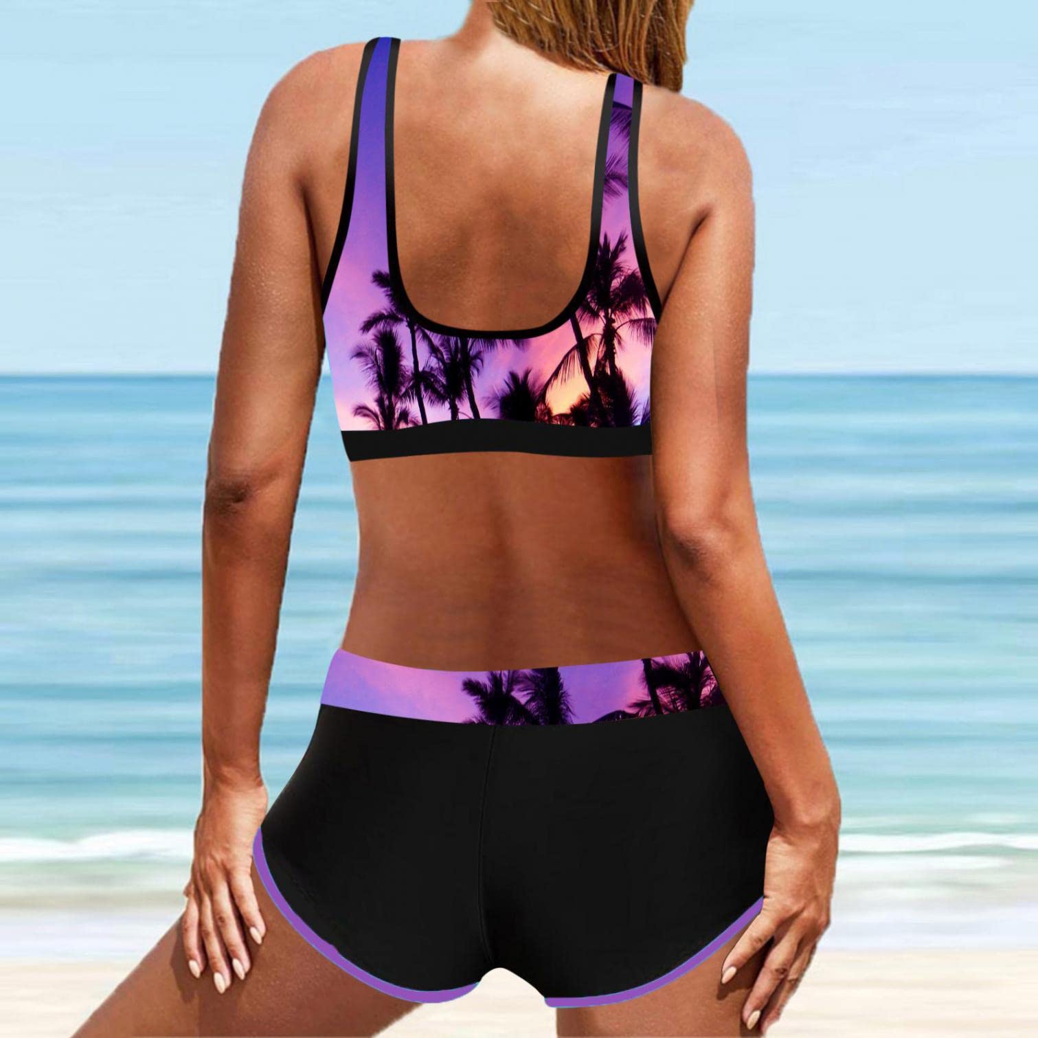 Sheey Verano Bikinis Mujer Dos Piezas Bañador Reductor Barriga Bañadores de Mujer Banador Biquinis Tankinis Bikini,Elegante Gasas Elasticos sin Espalda Flores Push Up Tallas Grandes Fiesta Playa